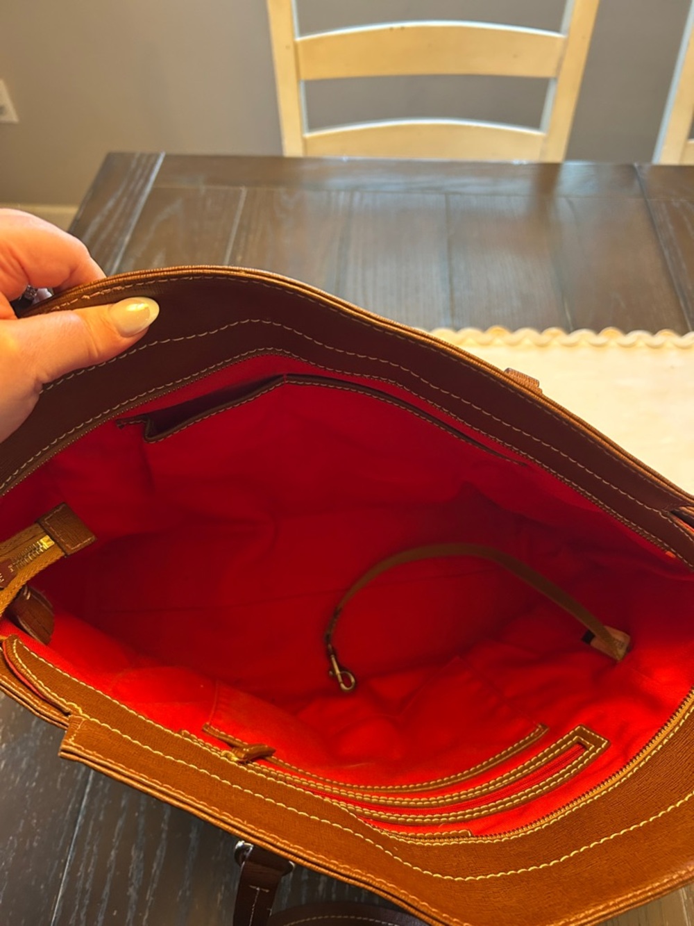 Dooney & Bourke Chestnut Brown Leather Tote - Picture 3 of 9